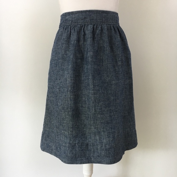 Eileen Fisher Dresses & Skirts - Eileen Fisher chambray denim skirt pockets M blue